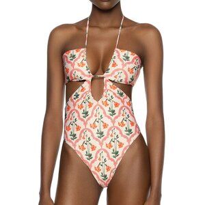 Agua by Agua Bendita Floral One Piece Swimsuit - Pink and Orange